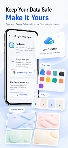 หน้าซิงก์ Google Drive และตั้งค่าธีม